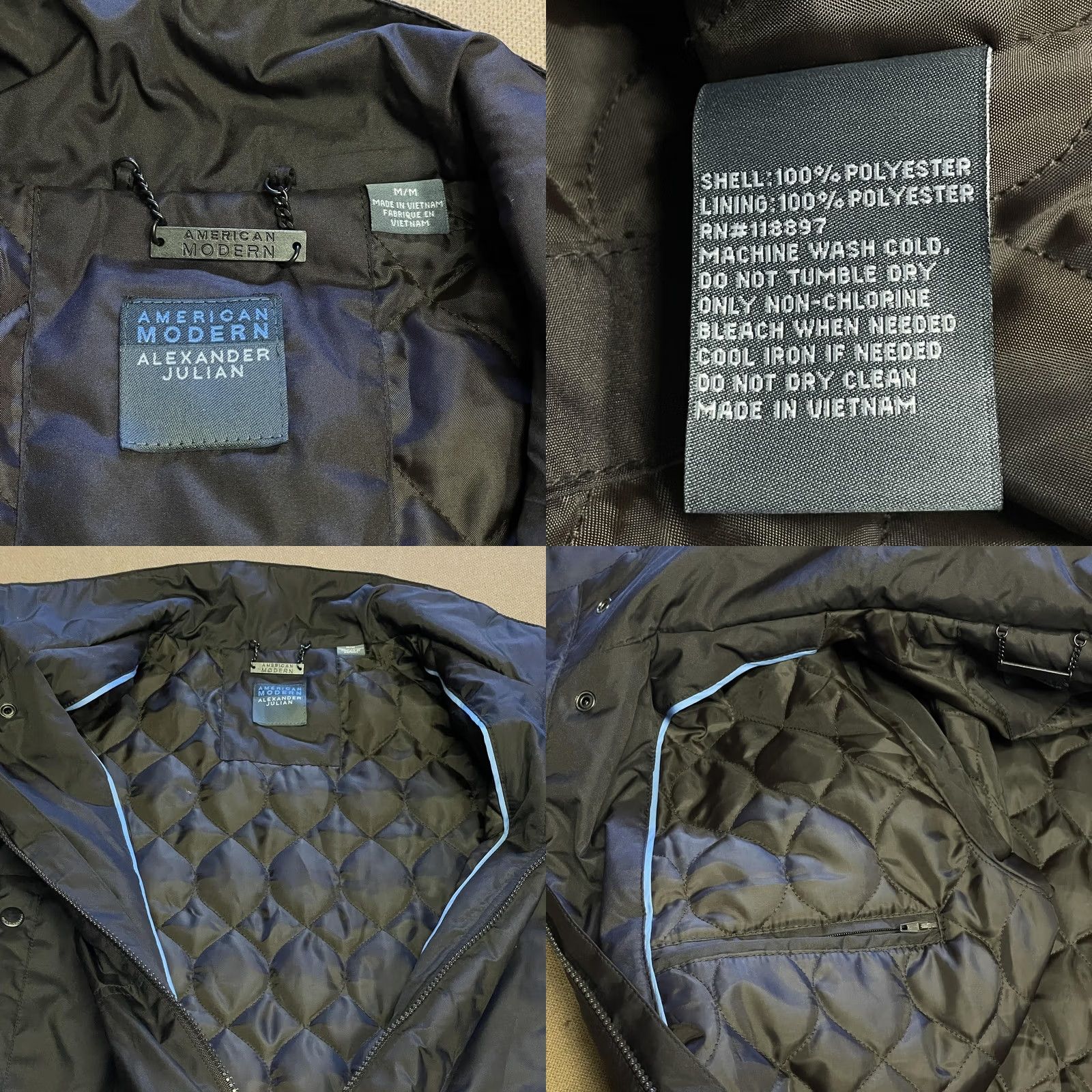 Alexander Julian VINTAGE? American Modern Alexander Julian Jacket Mens M Black Quilted Parka Coat Pockets Rain Coat Zip Full Insulated Water Resistant Size US M / EU 48-50 / 2 - 8 Thumbnail