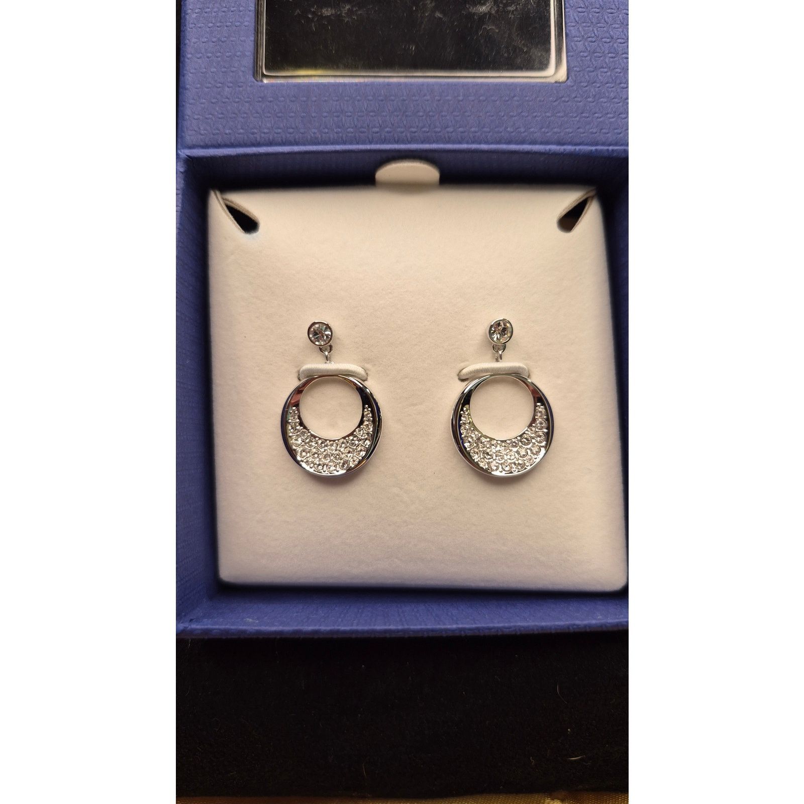 Swarovski Swarovski Crystal Pavé Silver Circle Drop Earrings In Box Size ONE SIZE - 7 Thumbnail