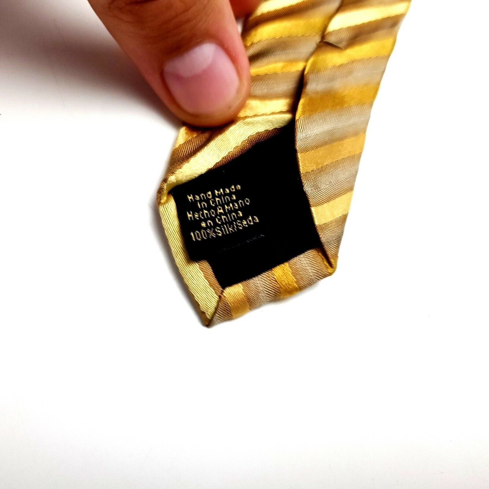 Van Heusen Van Heusen Silk Tie Woven Yellow Striped Stain Resistant Size ONE SIZE - 5 Thumbnail