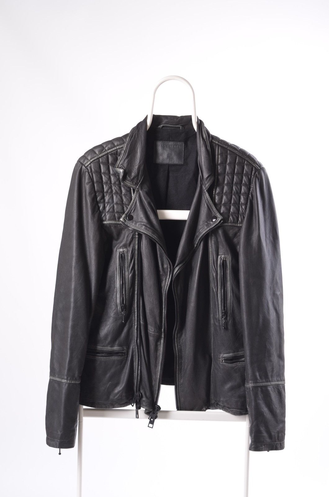 All Saints Black Kushiro Leather Jacket Size Medium MSRP