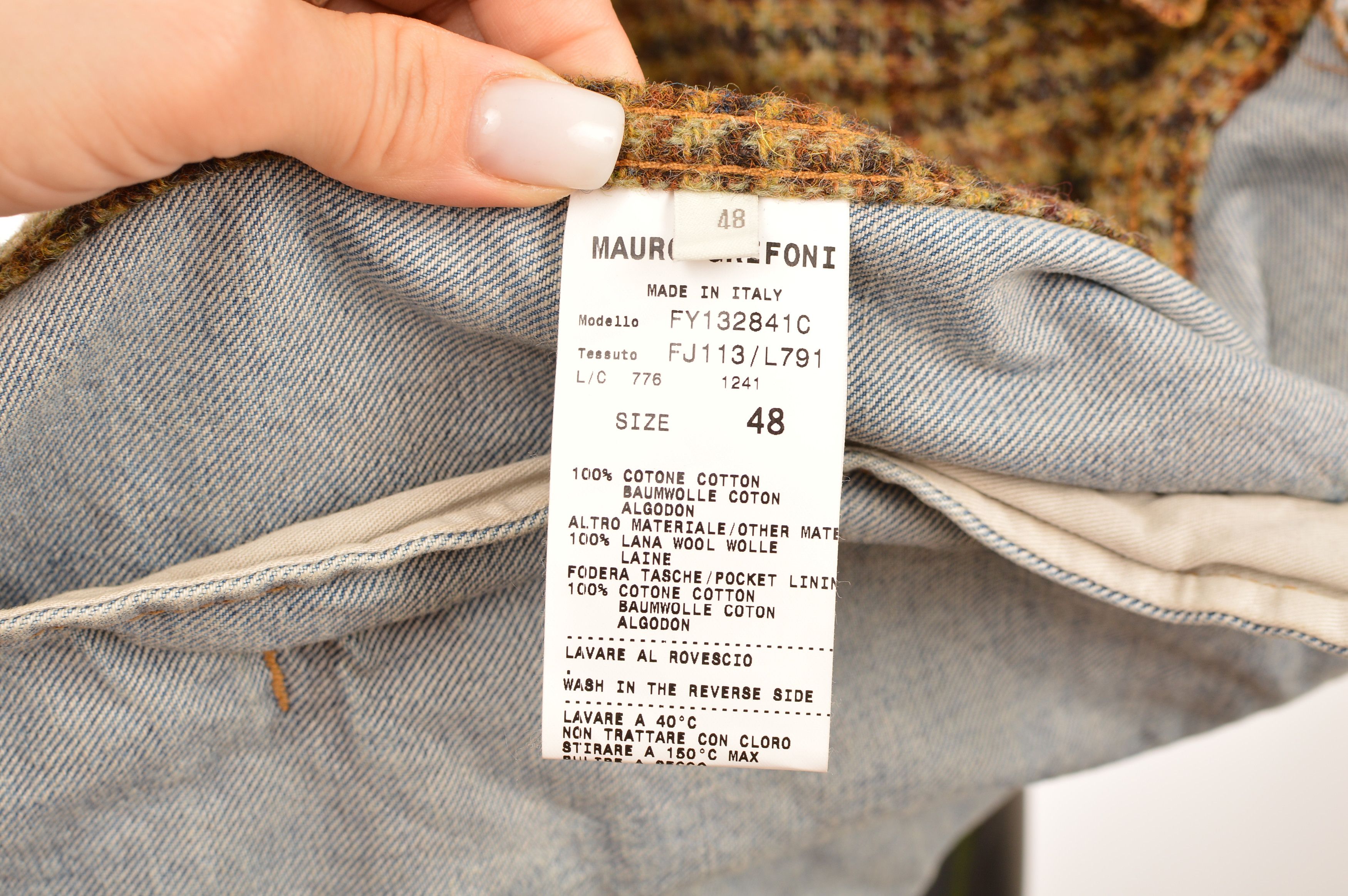 Vintage Mauro Grifoni Denim / Tweed Jean Jacket Size US M / EU 48-50 / 2 - 7 Thumbnail