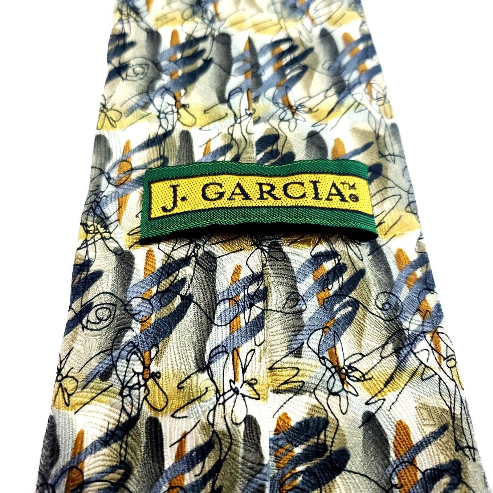 Other J. Garcia Beige Silk Tie Woven Wide Geometric Size ONE SIZE - 5 Thumbnail