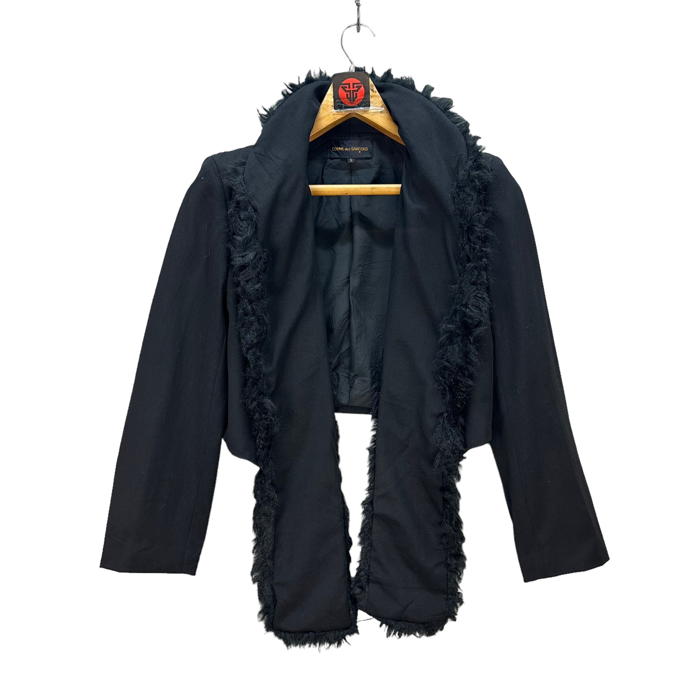 RARE🔥 COMME DES GARCONS AD1989 FUR SHAWL JACKET #7696-165