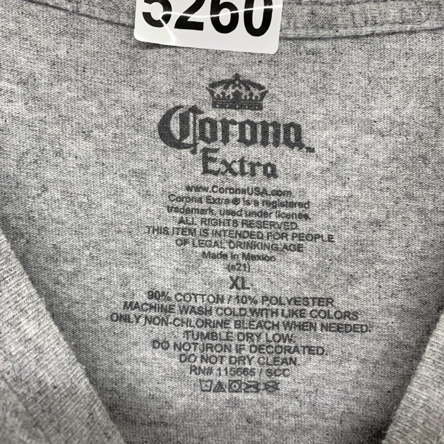 Vintage Corona Extra Men's T-Shirt Large Gray Beer Logo Graphic Print Casual Short Sleeve Size US L / EU 52-54 / 3 - 5 Thumbnail