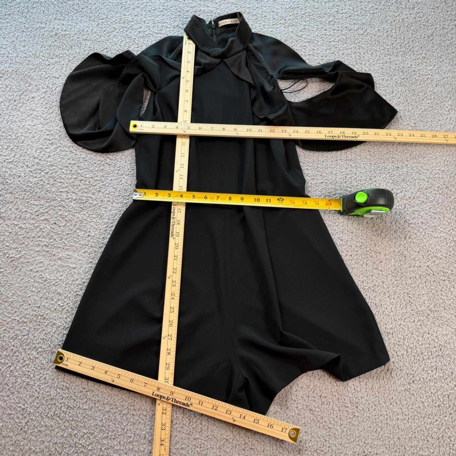 Other Alice + Olivia Black Bell Sleeve Romper Mock High Neck 12 Size 34" / US 12 / IT 48 - 3 Thumbnail