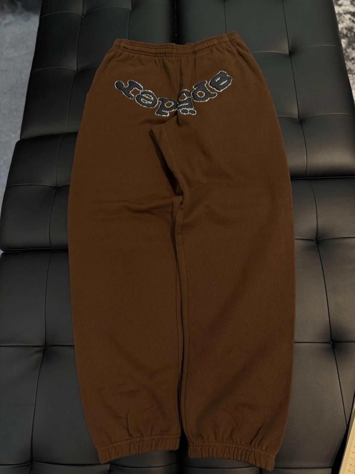 Sp5der Size S - Sp5der Worldwide Brown Crystal Sweatpants Spider Size US 30 / EU 46 - 1 Thumbnail