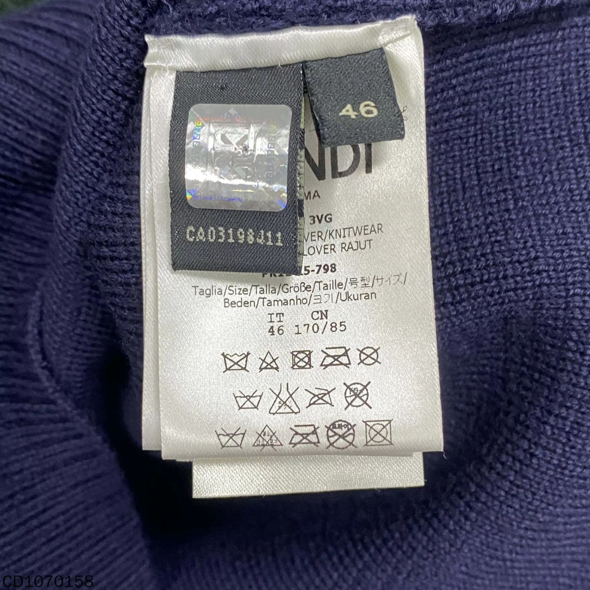 Fendi FENDI navy blue flocked pockets sweater Size US S / EU 44-46 / 1 - 5 Thumbnail