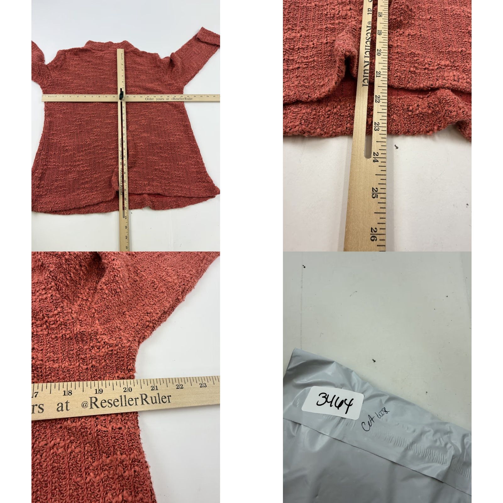 Vintage Cut Loose Sweater Tunic Womens XS Red Textured Knit Mock Neck Pockets Top Size XS / US 0-2 / IT 36-38 - 8 Thumbnail