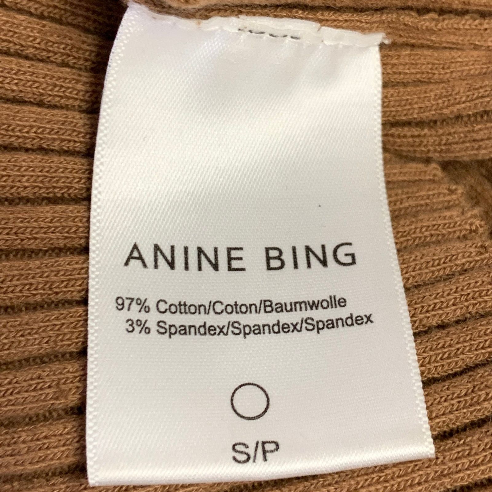 Anine Bing ANINE BING S Brown Tobacco Cotton Blend Rib Knit Pullover Size S / US 4 / IT 40 - 6 Thumbnail