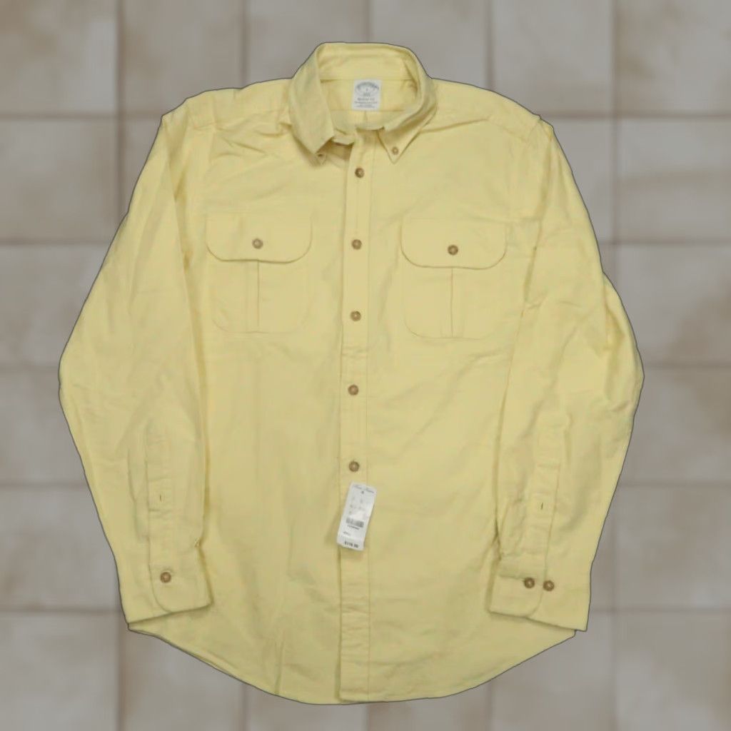 Brooks Brothers Shirt Mens Small Yellow Regent Fit Chamois Button Long  Sleeve