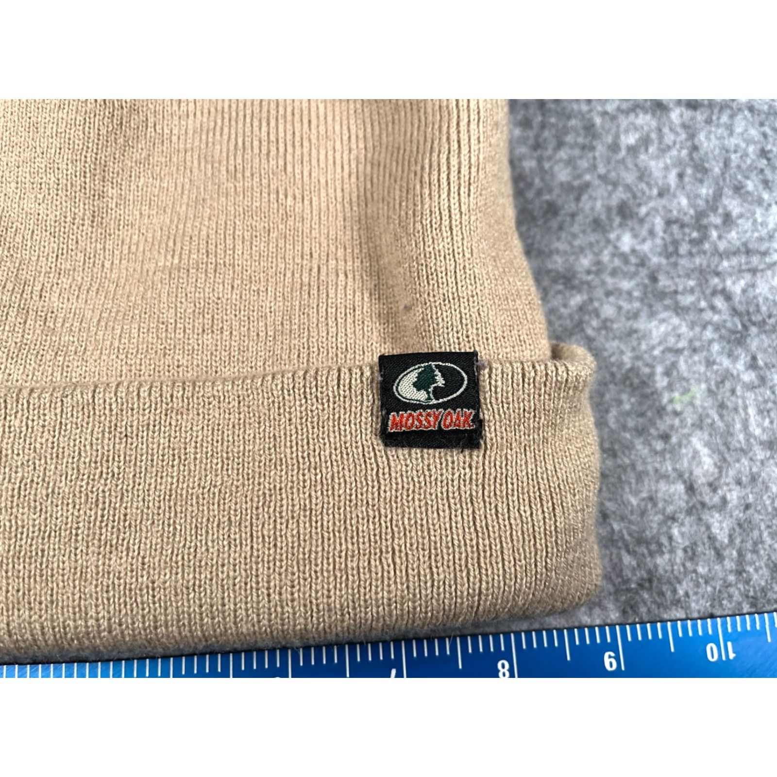 Vintage Mossy Oak Beanie Toque Mens One Size Beige Knit 100% Acrylic Hunt Fish Camp Hat/Cap Beanie Mens One Size Beige Mossy Oak Size ONE SIZE - 2 Thumbnail