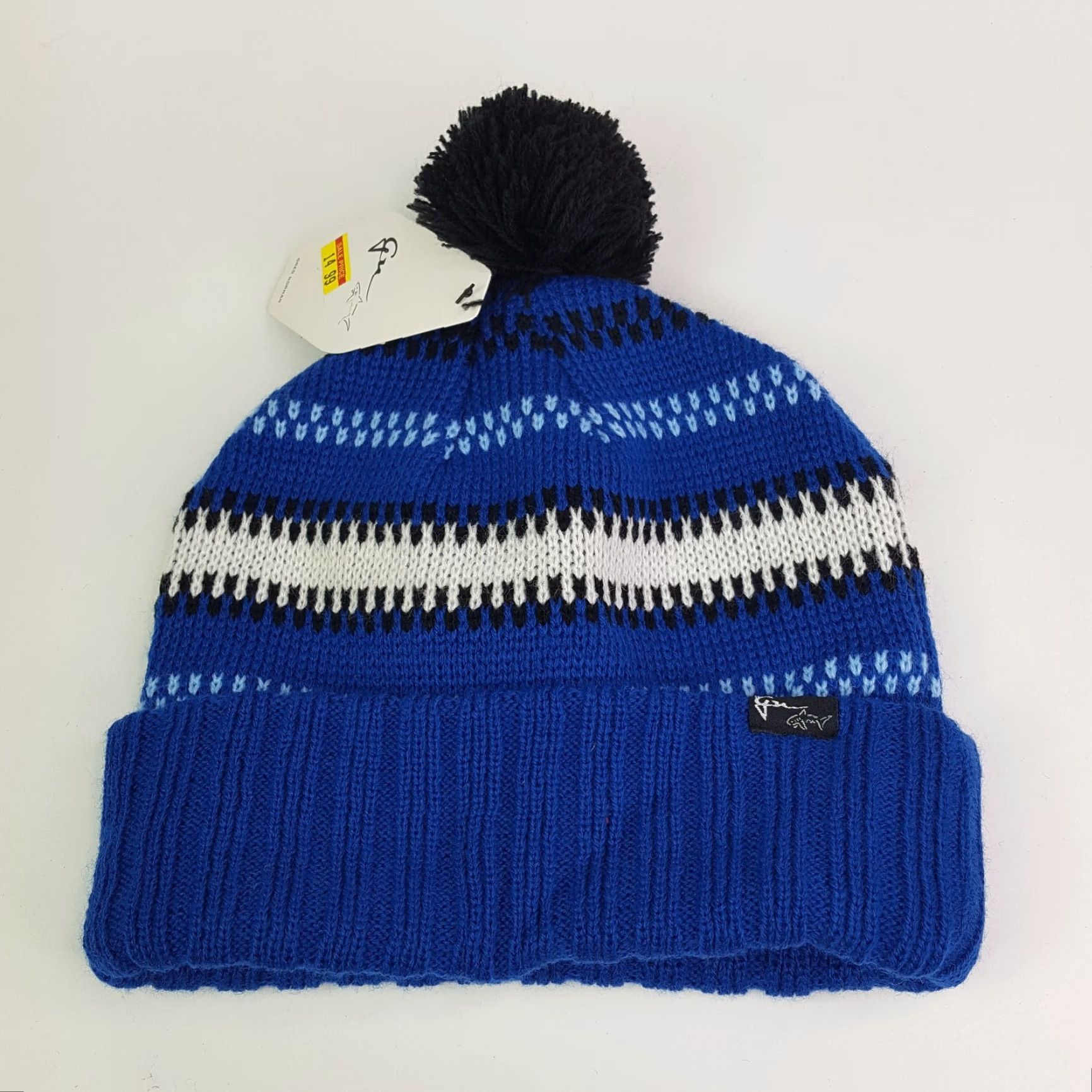 Logo 7 VINTAGE Greg Norman Golf Shark Logo Knit Beanie Adult One Size Striped Toboggan Hat Cap Size ONE SIZE - 3 Thumbnail