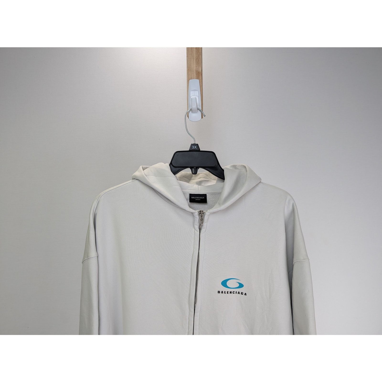 Balenciaga o1rshd1 Zip-up Hoodie Loop Sports Icon Print Mol Dirty White Size US M / EU 48-50 / 2 - 4 Thumbnail