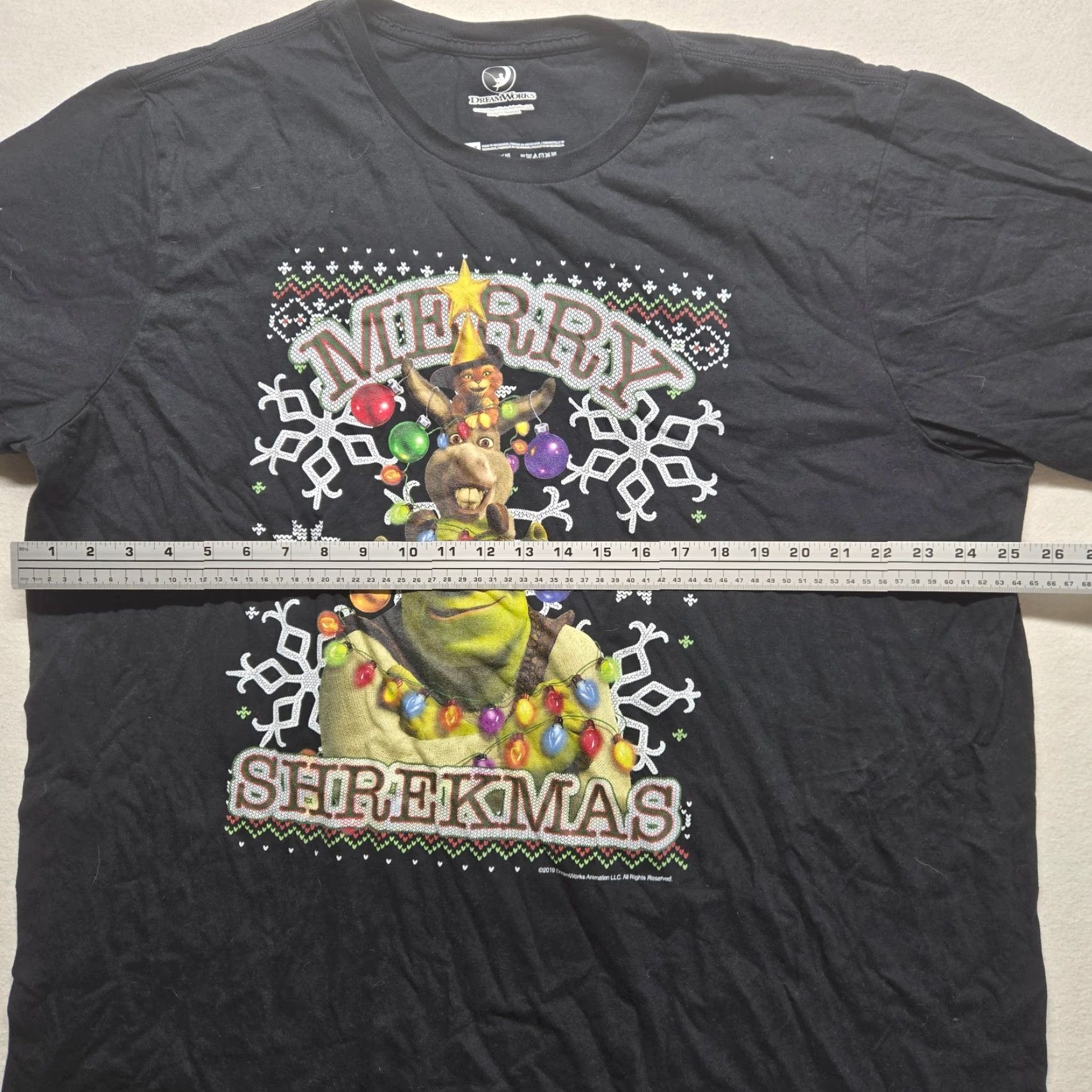 Vintage Shrek Merry Shrekmas Christmas Black Short Sleeve Tee T-Shirt Adult Men's 2XLT Size US XXL / EU 58 / 5 - 4 Thumbnail