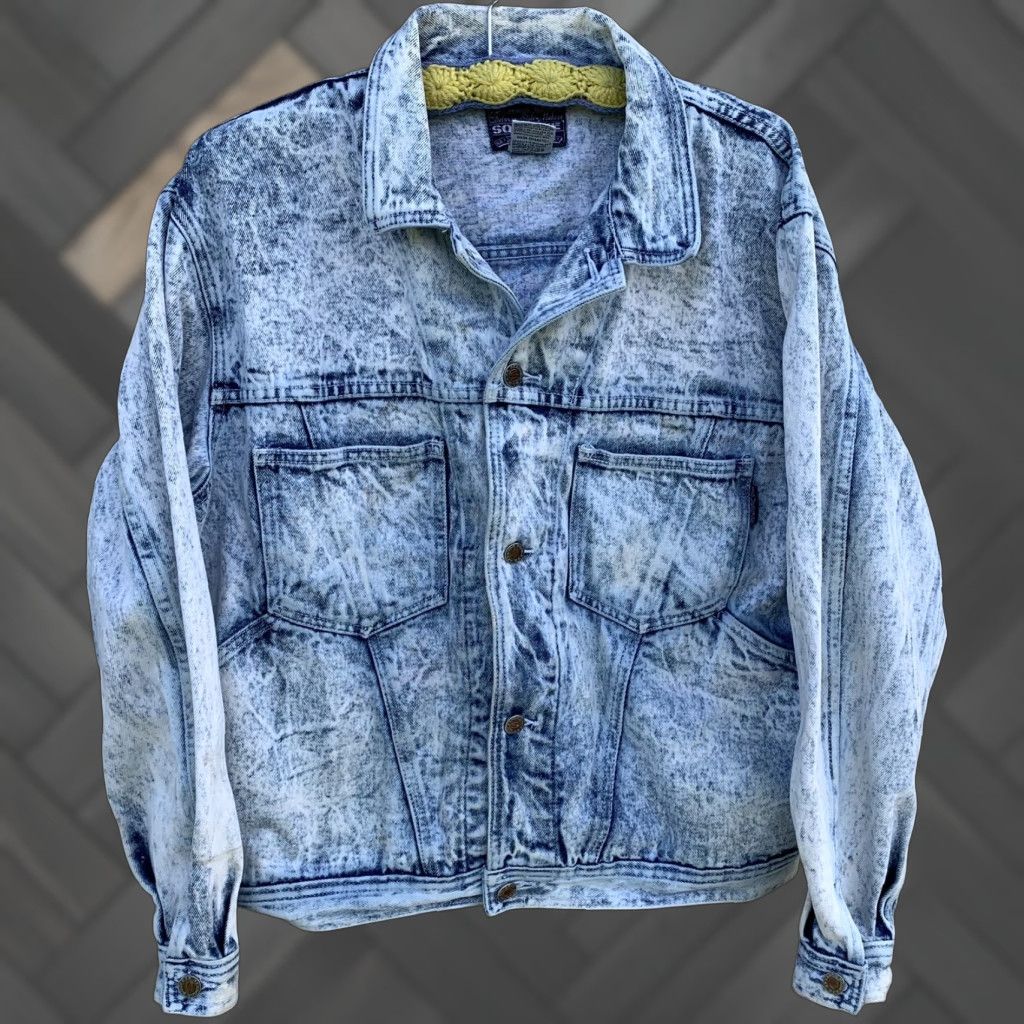 Vintage VINTAGE Squeeze Denim Ice Aged Jeans Jacket Blue 80s 90s Style Acid Wash Size L Grunge Mens Womens Boys Girls Denim Jacket Jeans Size US 33 - 1 Thumbnail