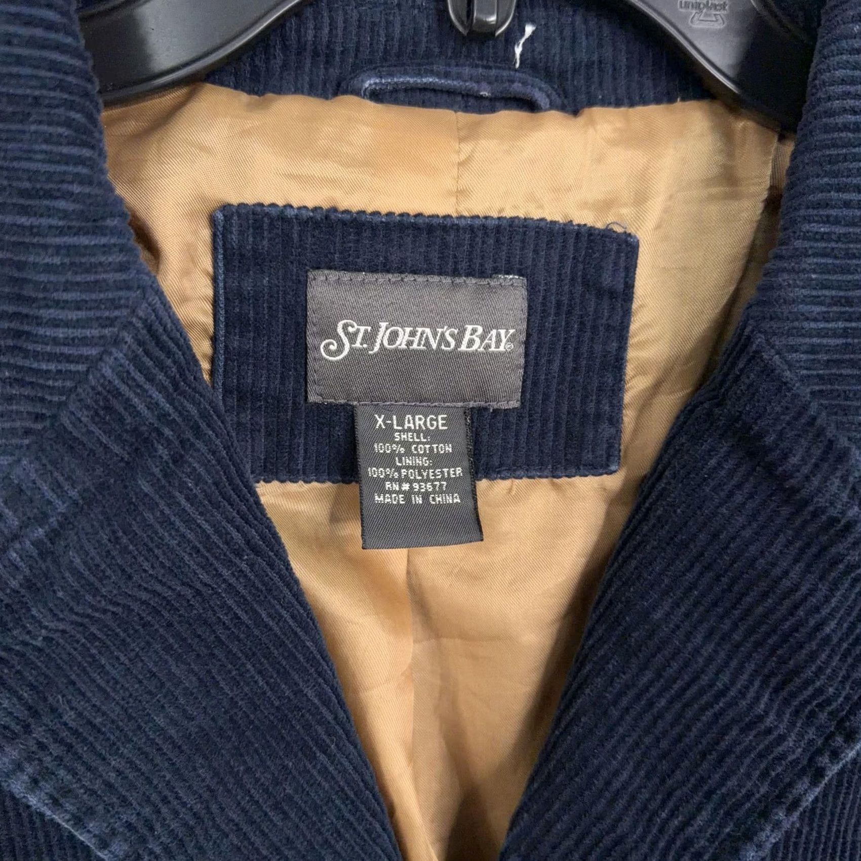 Vintage St. John's Bay Sport Coat Jacket Mens XL Blue Corduroy Blazer Notch Lapel Three-Button Front Single-Breasted Casual Business-2 Piece Size 46R - 3 Thumbnail
