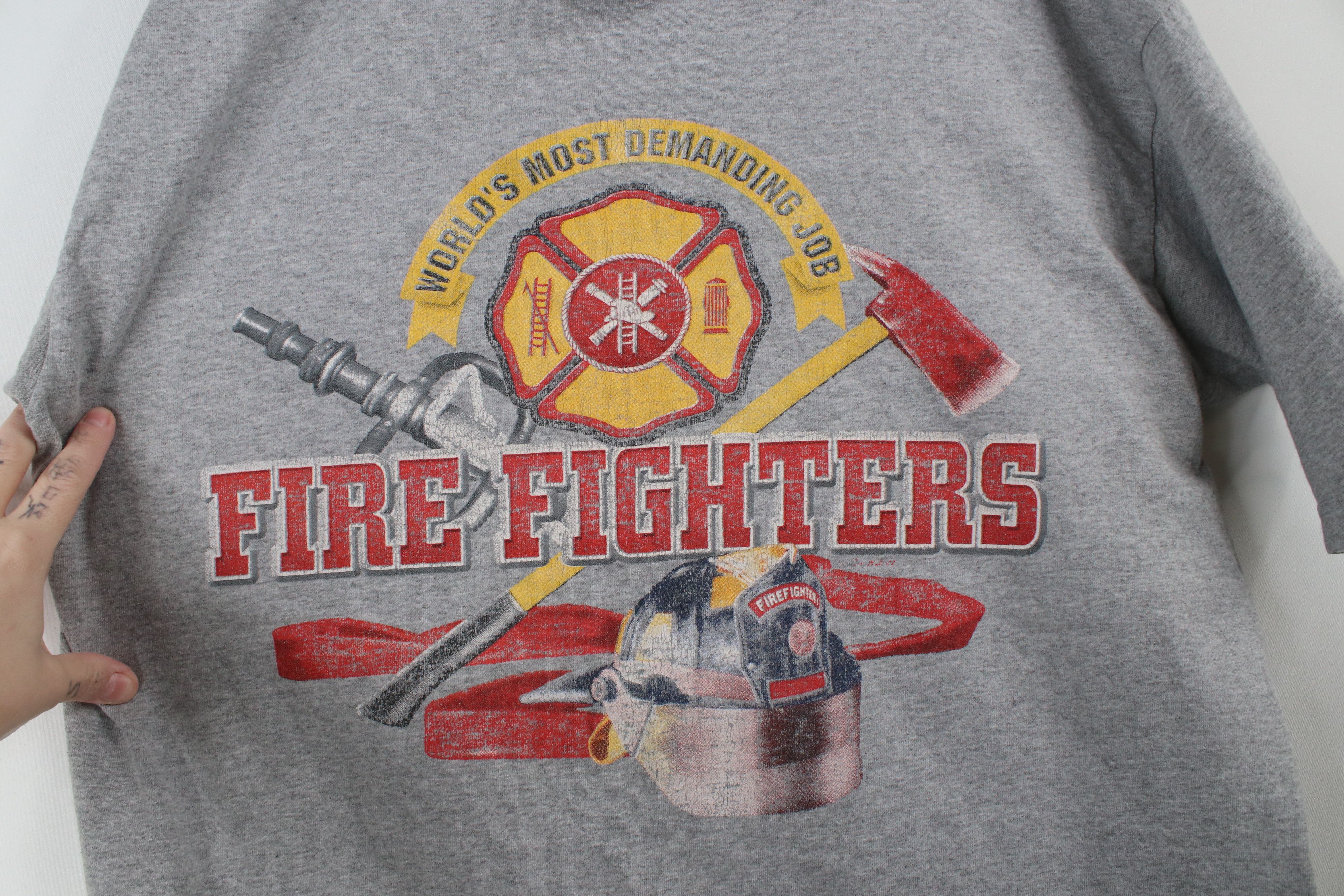 Vintage Vintage 90s Spell Out Fire Fighters Short Sleeve T-Shirt Size US L / EU 52-54 / 3 - 4 Thumbnail