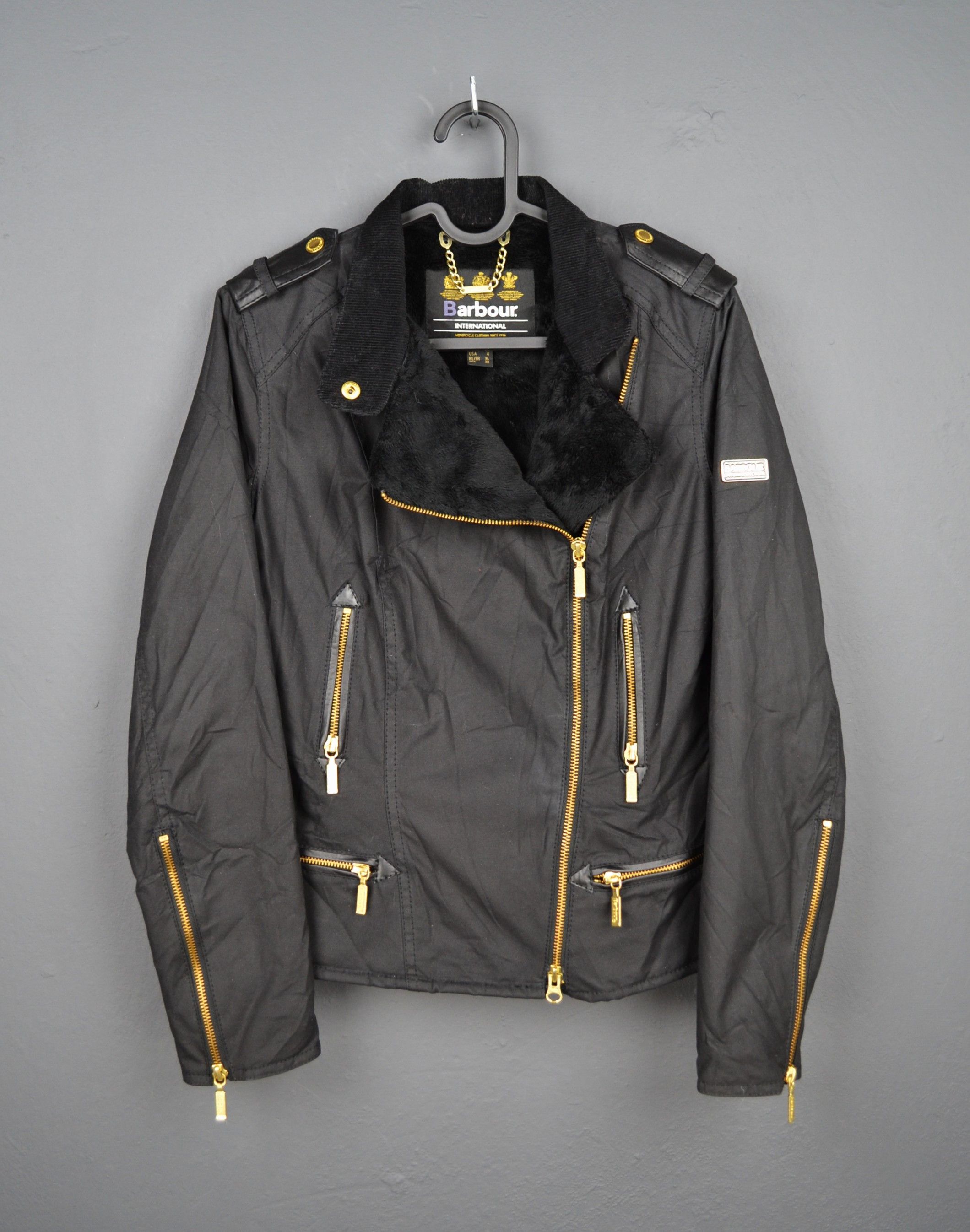 Barbour Barbour International Chicara Wax Jacket Biker Black Streak Size S / US 4 / IT 40 - 1 Thumbnail