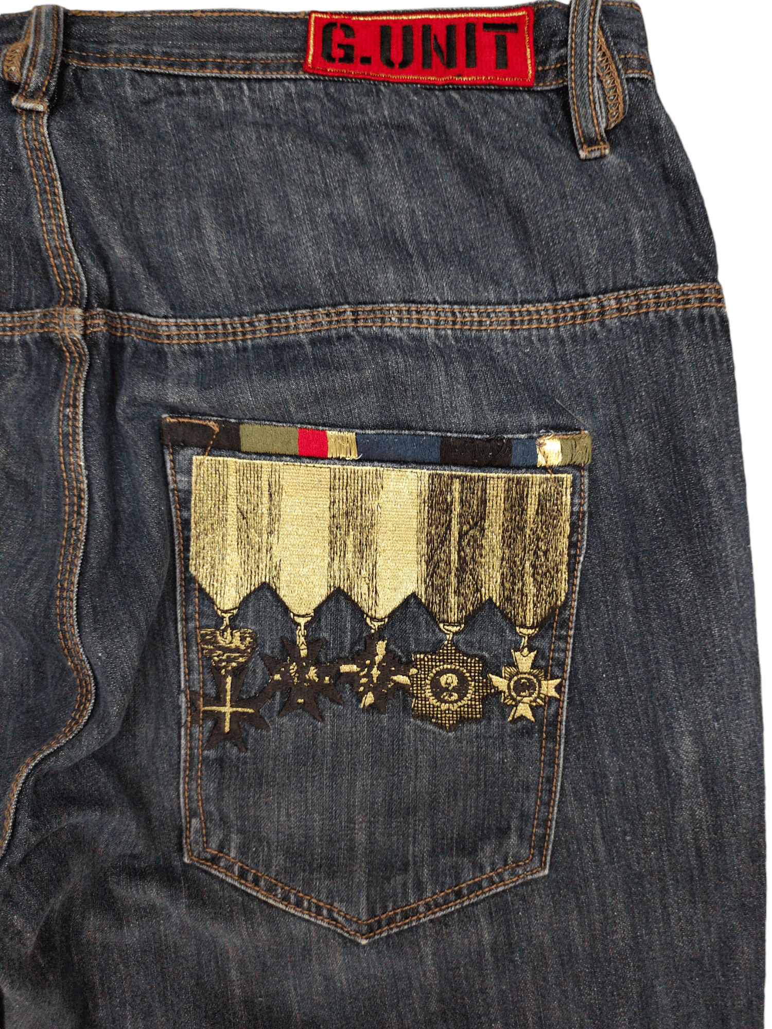 Ecko Unltd. Baggy Jeans G-Unit Medal Embroidered Denim Wide Leg Jnco Y2k Size US 38 / EU 54 - 11 Thumbnail