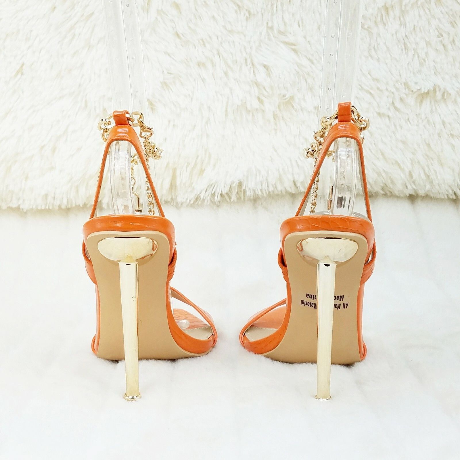 Other Nicely Pad Lock Chain Strap High Heels Metal Toe Tip Shoes O Size US 11 / IT 41 - 5 Thumbnail
