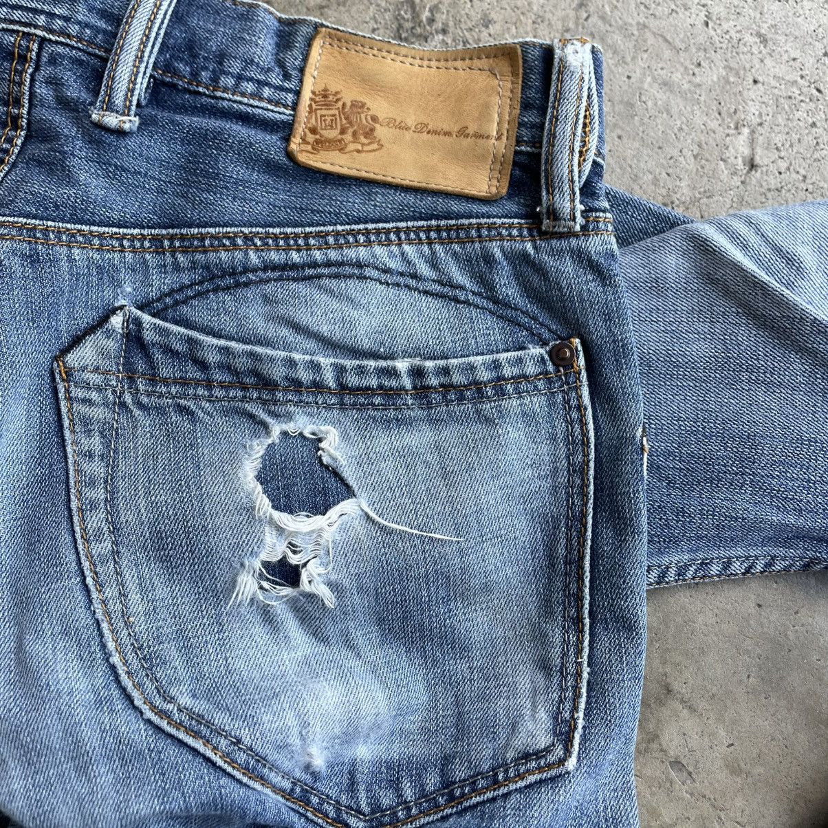 Bluer Denim 🔥🇯🇵Blue Denim Garments Union Made Ripped Distress Denim Jeans Size US 31 - 12 Thumbnail