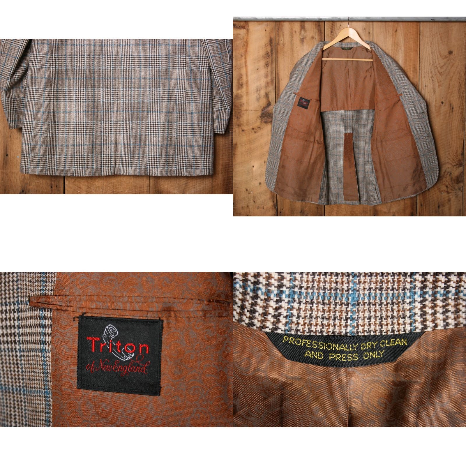 Vintage VINTAGE Triton of New England Sport Coat 2 Piece Wool Plaid Houndstooth Glen Tweed Vest Sz. 42 R-L Mens Size US XS / EU 42 / 0 - 9 Thumbnail