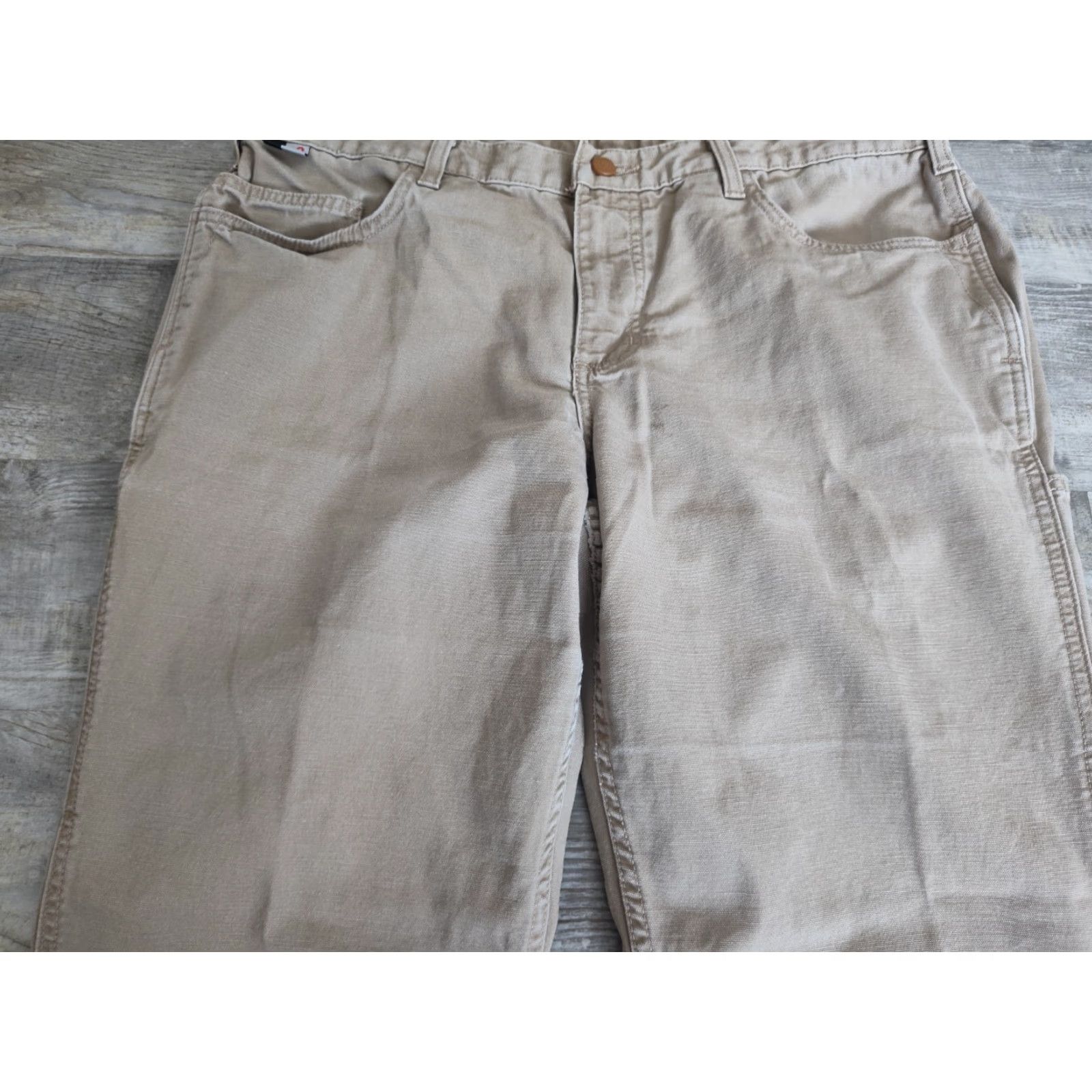 Carhartt VINTAGE Carhartt FR Relaxed Fit Canvas Carpenter Womens Workwear Pants Khaki Straight 18 Size 40" / US 18 - 3 Thumbnail