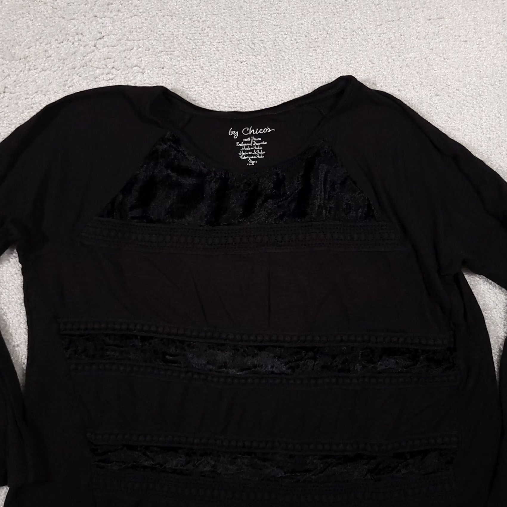 Vintage Chicos Shirt Women's Small Black Textured Boho Casual Long Sleeve Stretch 0 US Size S / US 4 / IT 40 - 3 Thumbnail