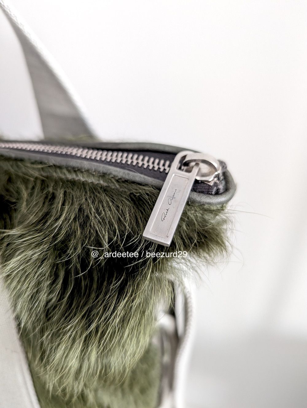 Rick Owens 💥UNRELEASED CALF HAIR FUR MINI TROLLEY TOTE BAG GREEN Size ONE SIZE - 3 Thumbnail