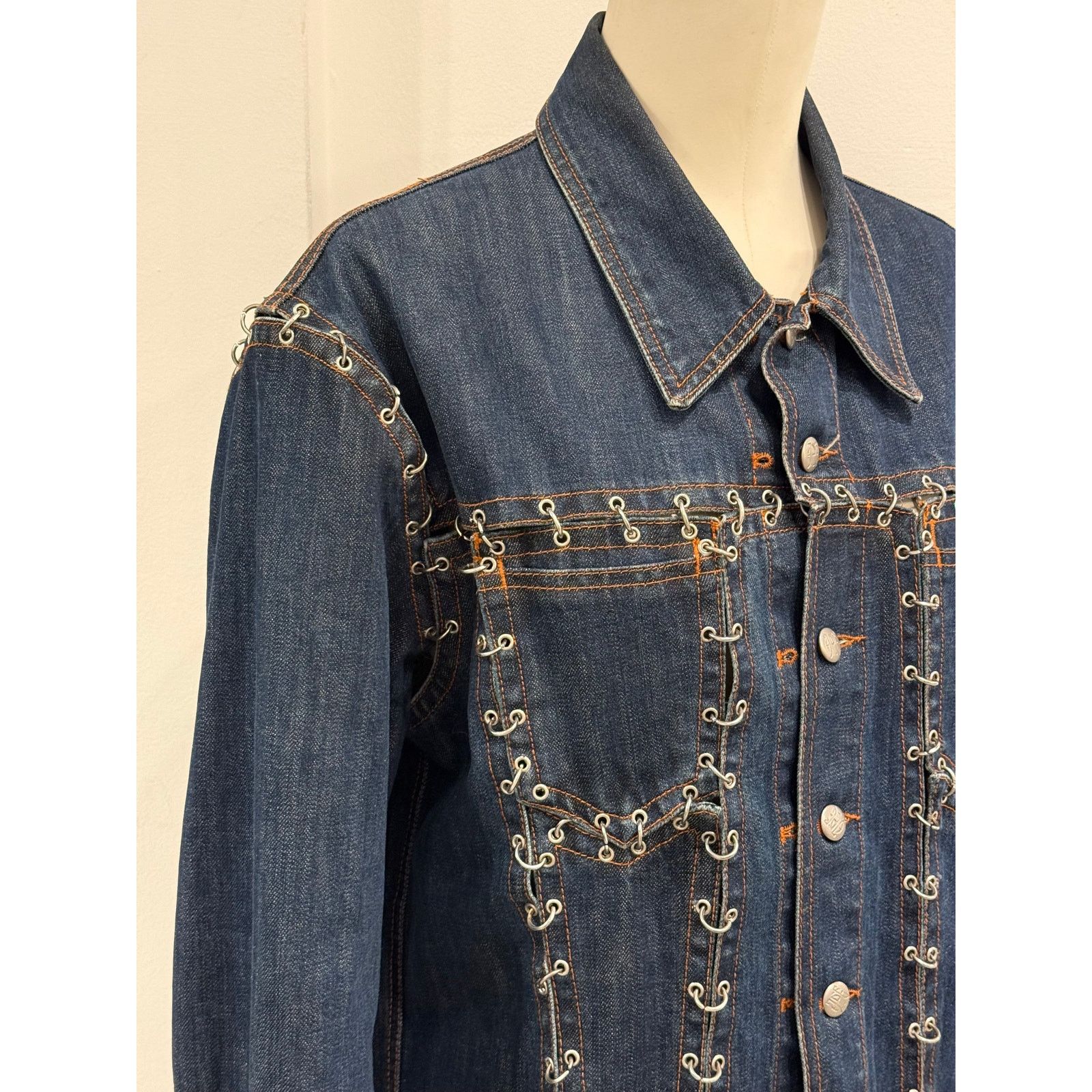 Jean Paul Gaultier 2000s Jean Paul Gaultier pierced patchwork denim jacket Size US L / EU 52-54 / 3 - 7 Thumbnail