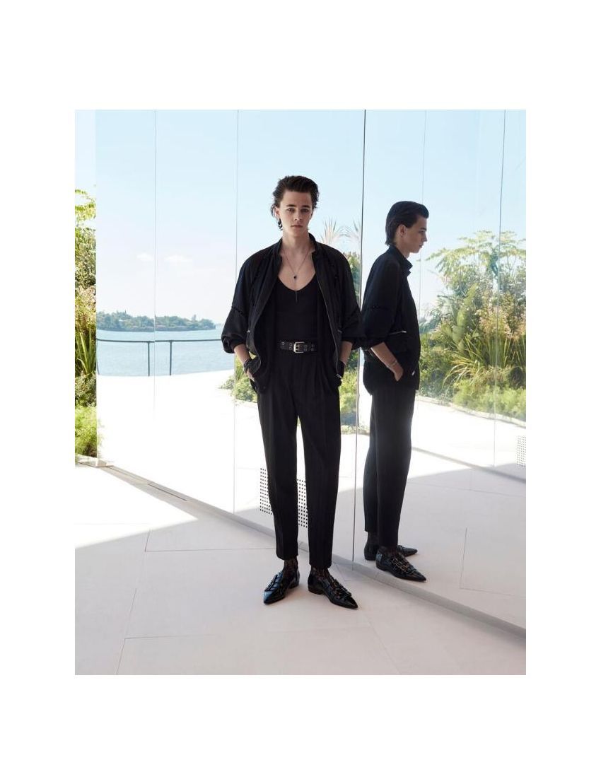 Saint Laurent Paris o1s1wg111224 High Rise Pants In Striped Wool in Black Size US 36 / EU 52 - 2 Thumbnail