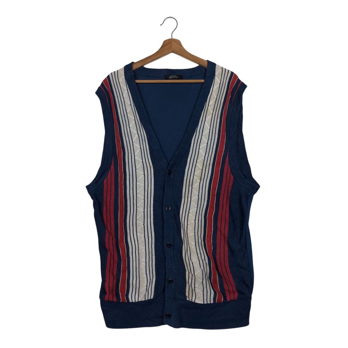 Japanese Brand Vintage Knit Sweater Tank Top Stripe Lindbergh Issey Miyake Size US L / EU 52-54 / 3 - 2 Thumbnail