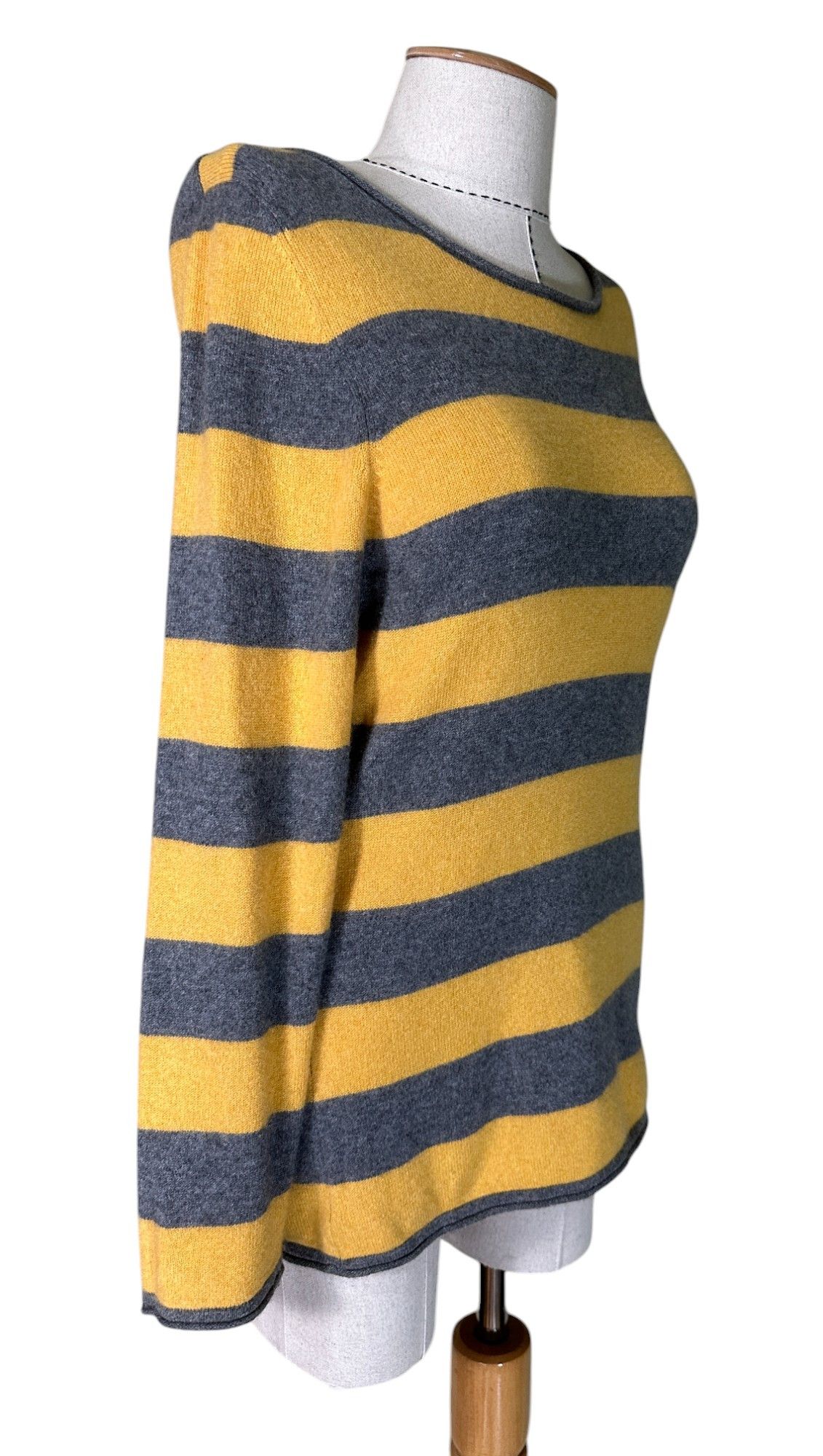 Other Christian Berg Cashmere Striped Grey Yellow Jumper Size L / US 10 / IT 46 - 3 Thumbnail