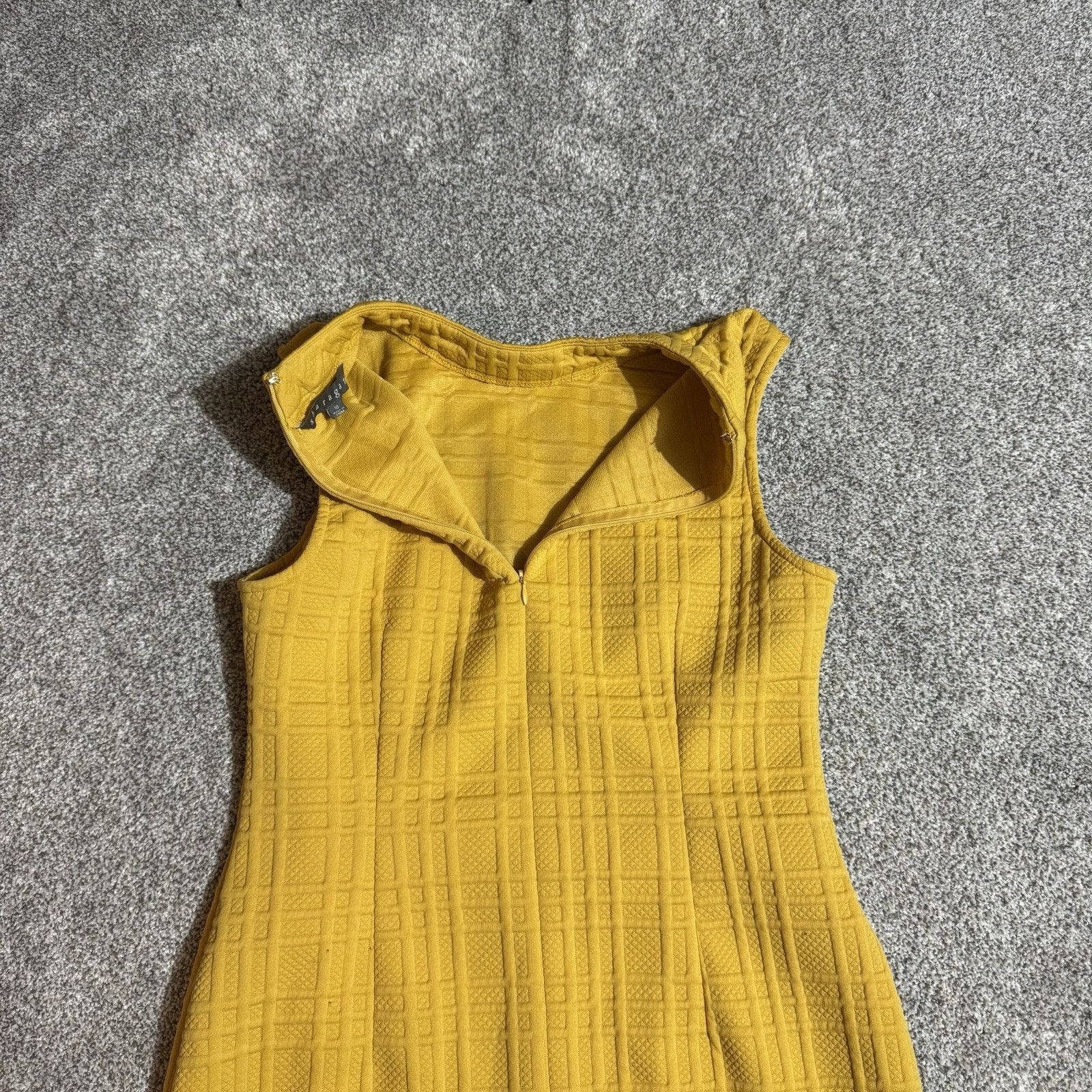 Other Sharagano Sheath Dress 10 Chic Mod Textured 60s Retro Golden Size L / US 10 / IT 46 - 7 Thumbnail