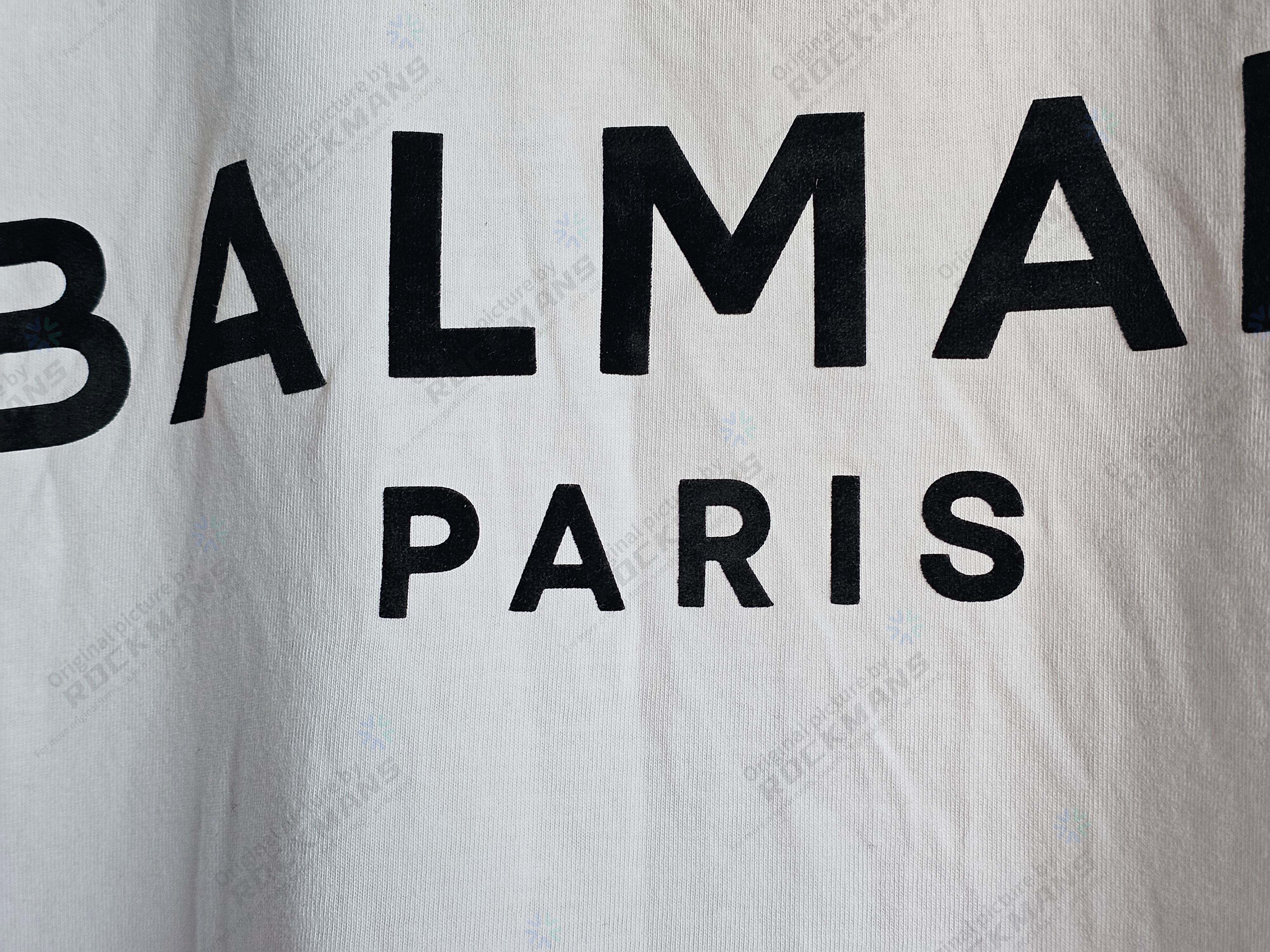 Balmain Balmain Men's White Flocked Logo T-Shirt Size L Size US L / EU 52-54 / 3 - 2 Thumbnail