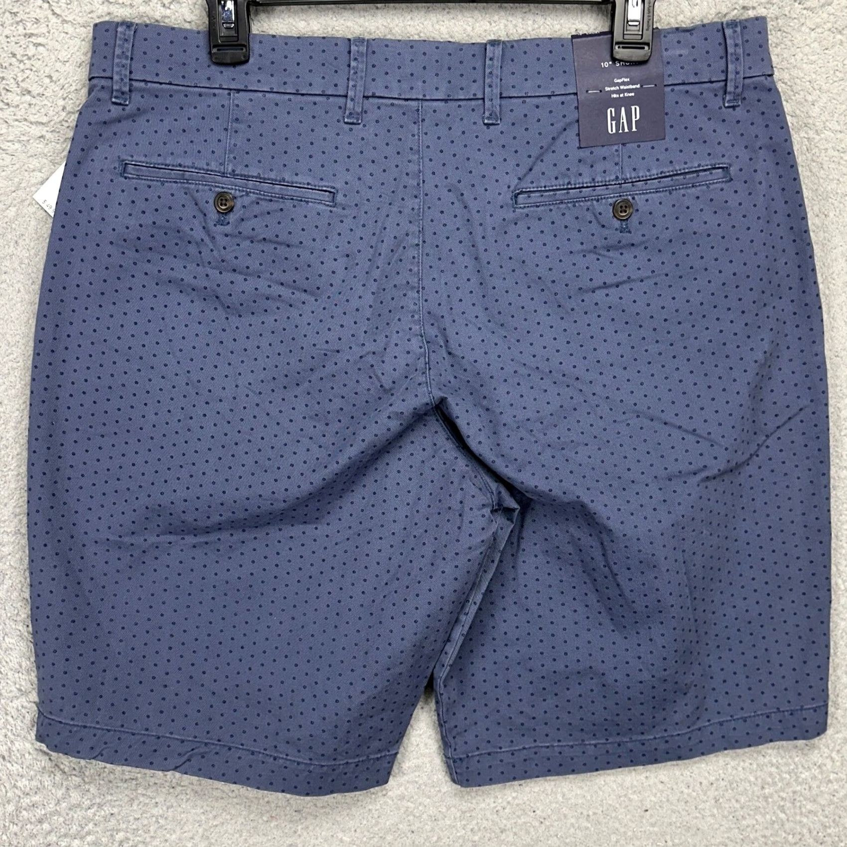 Gap Gap Mens Khaki Shorts 34X10 Blue Geometric Flat Front Pocket Casual Stretch NEW Size US 34 / EU 50 - 2 Thumbnail