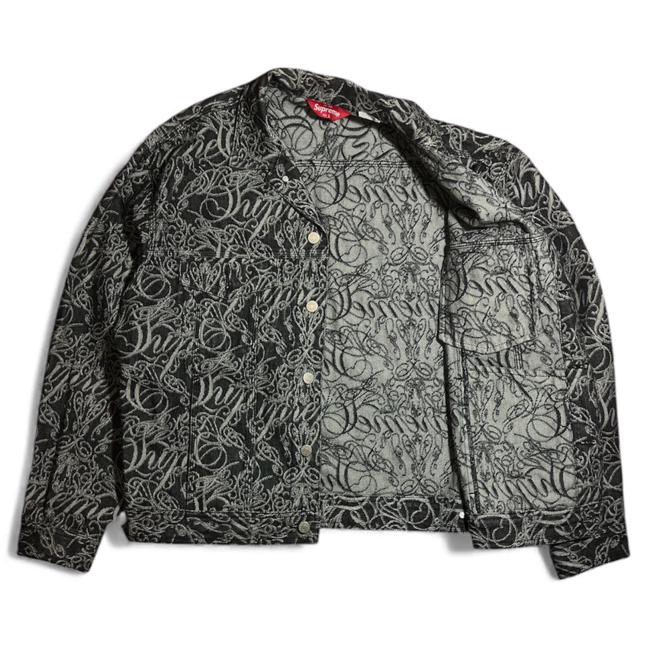 Supreme Supreme Jacquard Script Denim Trucker Jacket – FW22 – Size L Size US L / EU 52-54 / 3 - 2 Thumbnail