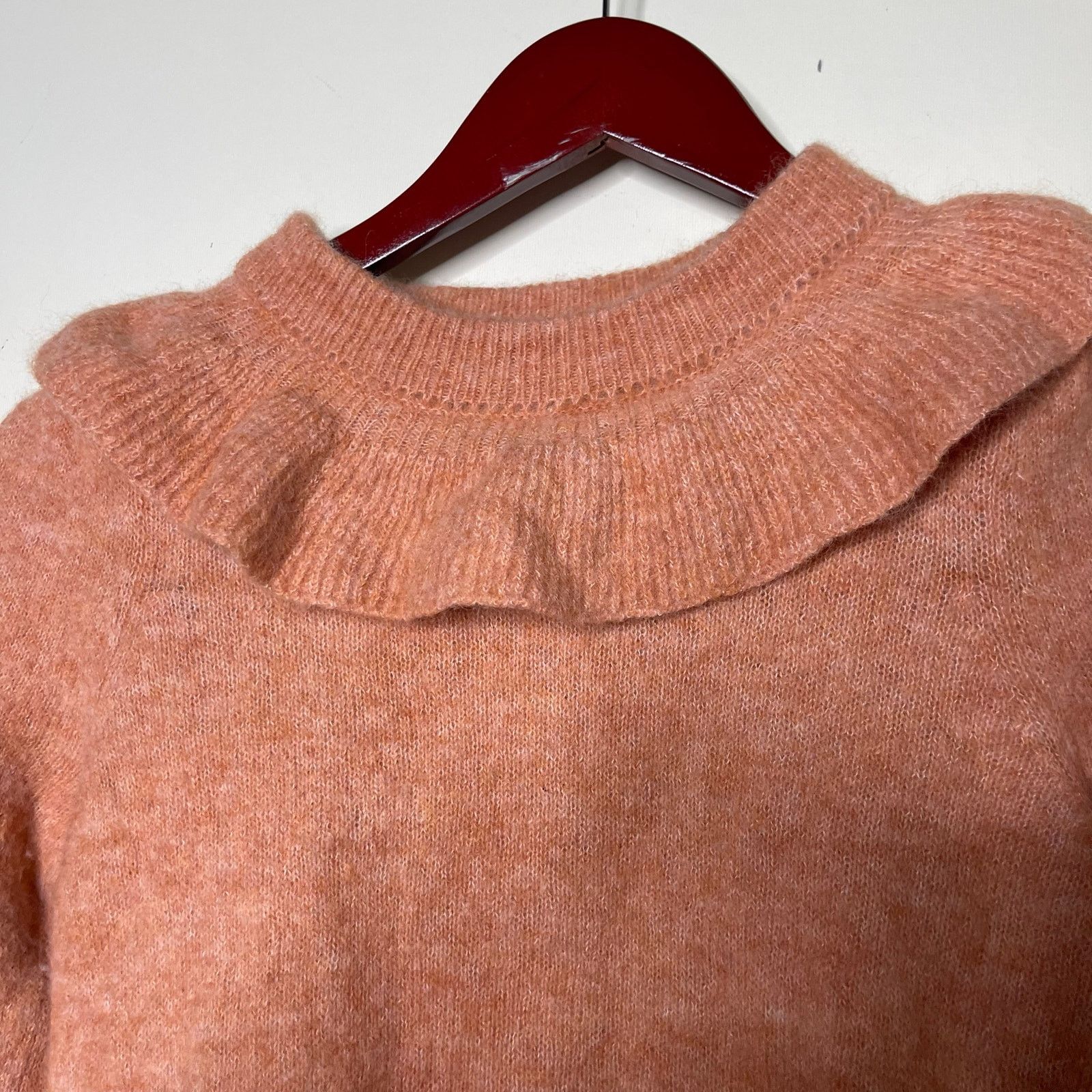 DOEN Doen Azaria Alpaca Wool Ruffle neck sweater in Coral sz XS Size XS / US 0-2 / IT 36-38 - 4 Thumbnail