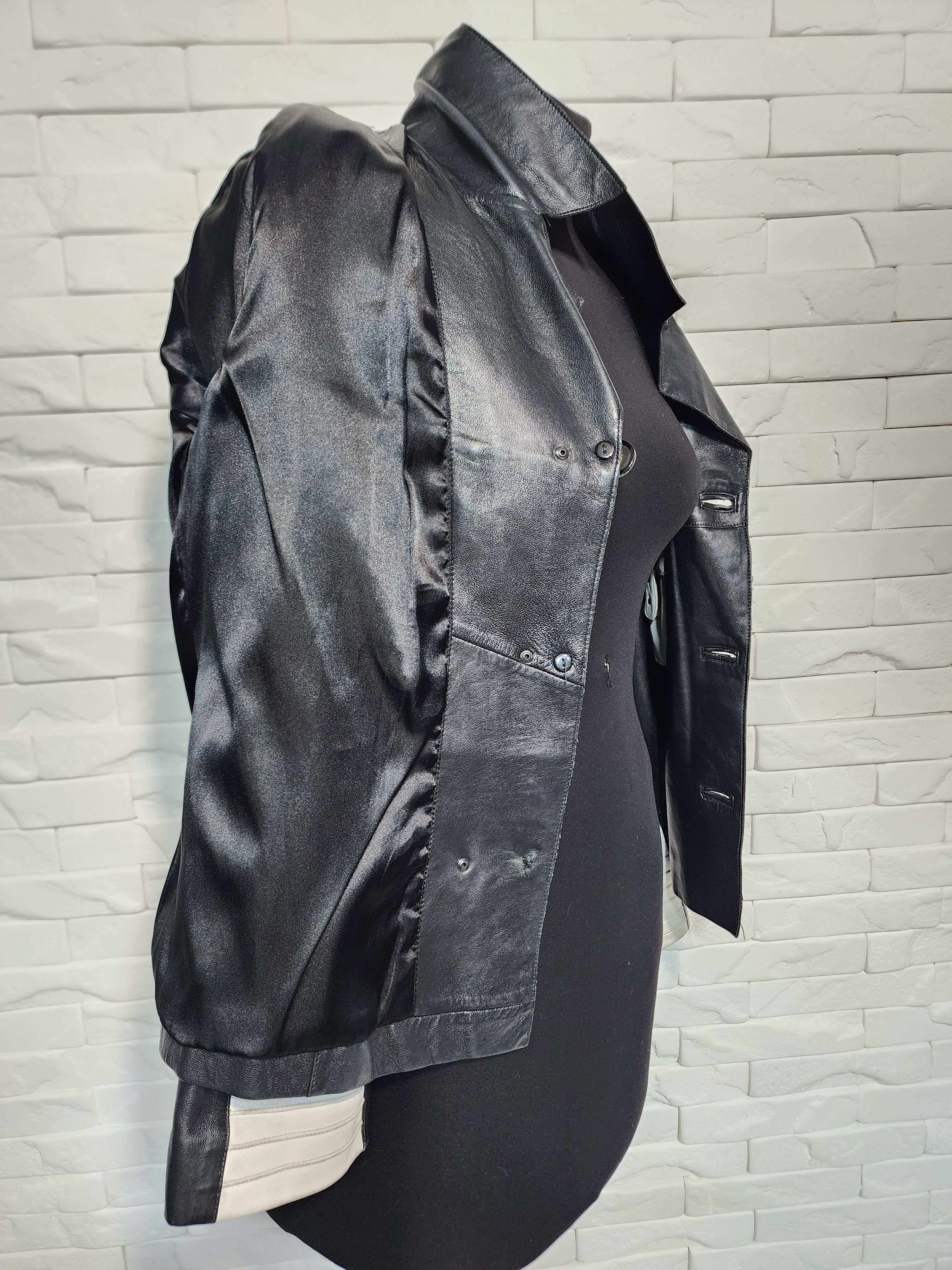 Genuine Leather Black & White Genuine Leather Jacket: Women's Sport Style Size L / US 10 / IT 46 - 9 Thumbnail