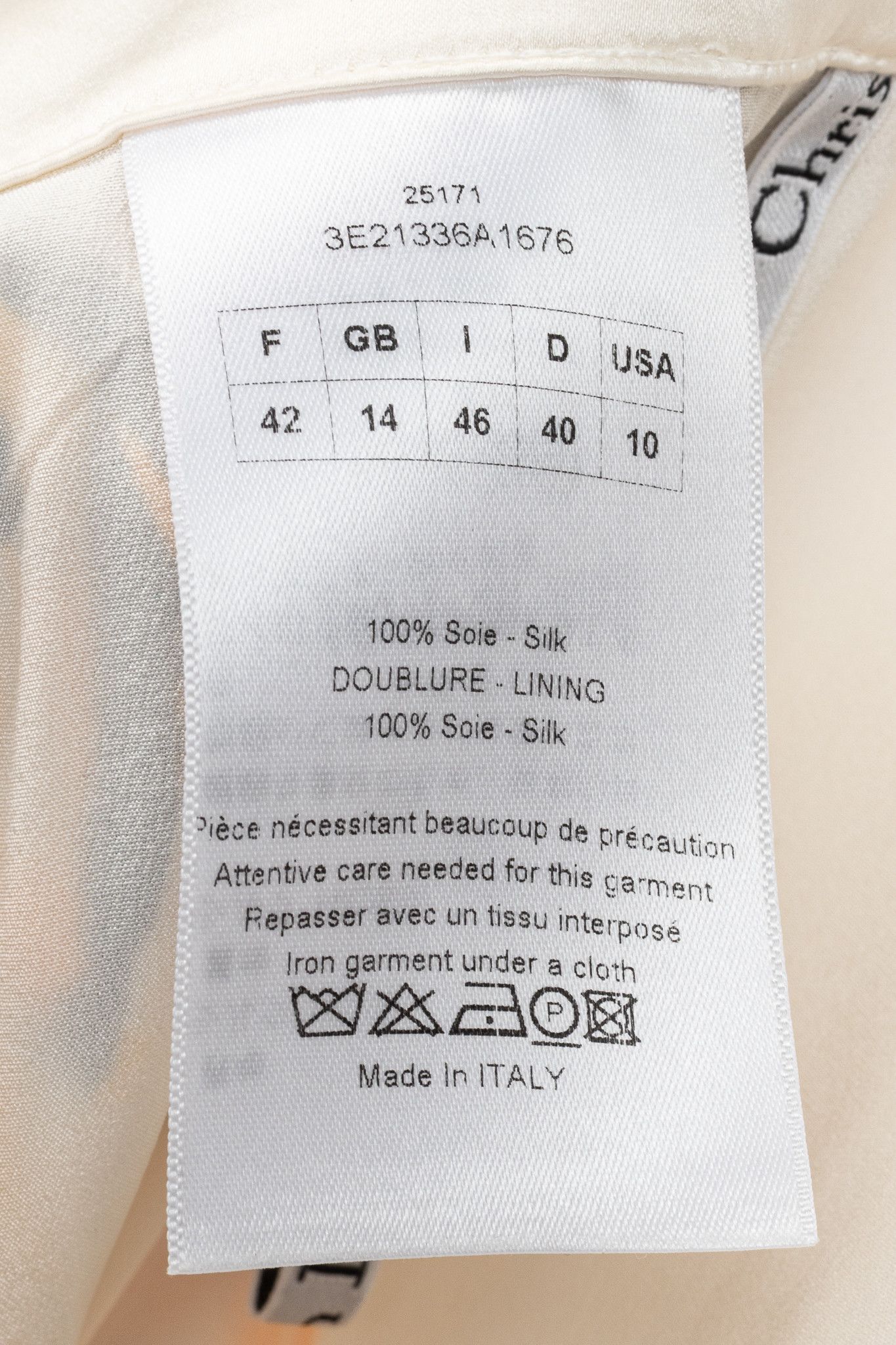Dior Christian Dior White Silk Floral-Print Pencil Skirt Size 32" / US 10 / IT 46 - 9 Thumbnail