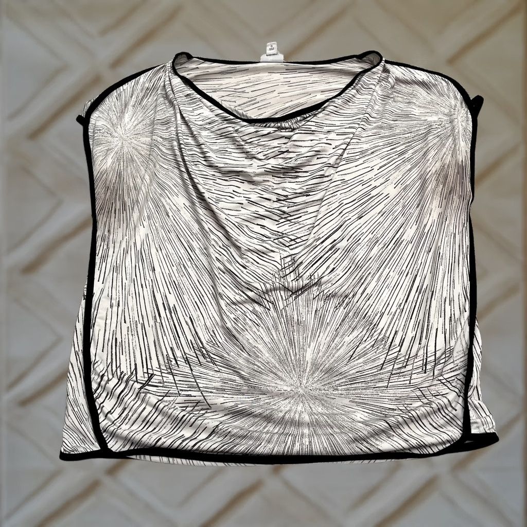 Worthington Worthington Blouse Womens Large Black White Geometric Boat Neck Stretch Casual Size L / US 10 / IT 46 - 1 Thumbnail