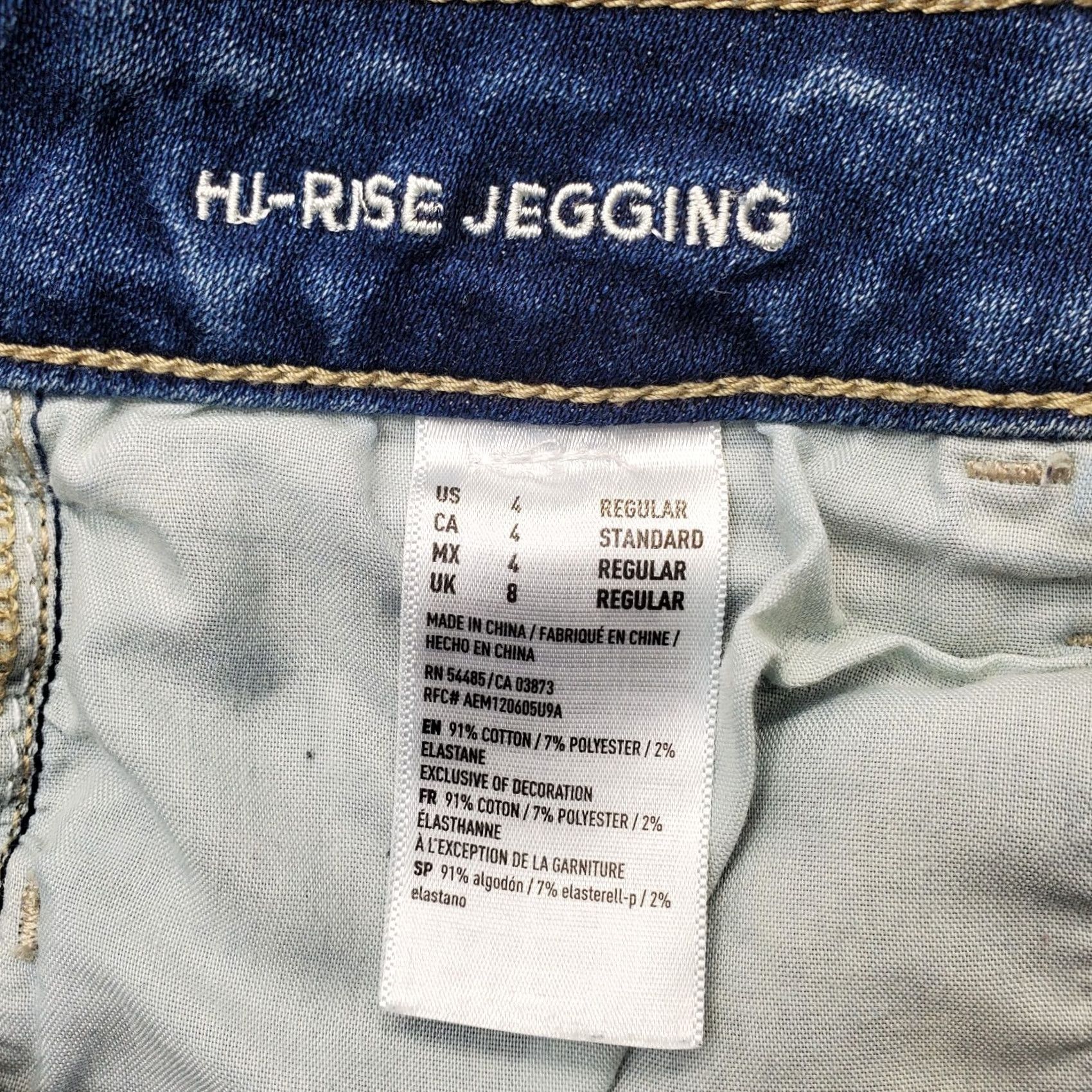 American Eagle Outfitters American Eagle Outfitters Jegging Jeans Womens 4 Blue Denim Cotton Stretch High-Rise Ripped Jeans Size 27" / US 4 / IT 40 - 7 Thumbnail