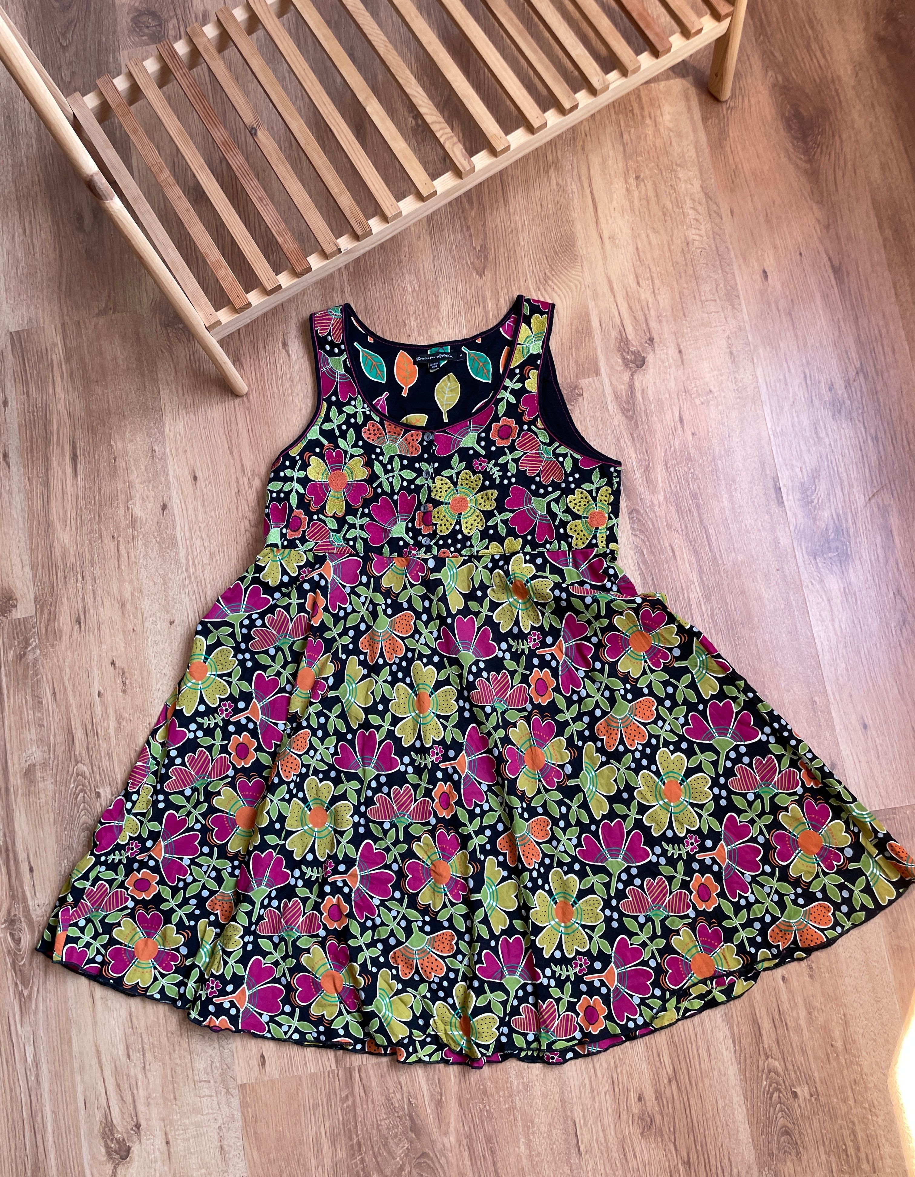 Gudrun Sjoden Gudrun Sjoden Floral Cotton Flared Midi Tank Dress Size M / US 6-8 / IT 42-44 - 2 Thumbnail