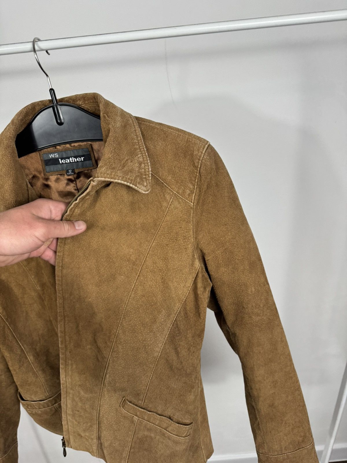 Other Vintage Women’s Brown Suede Leather Jacket Zip Up Short Y2K Size M / US 6-8 / IT 42-44 - 9 Thumbnail