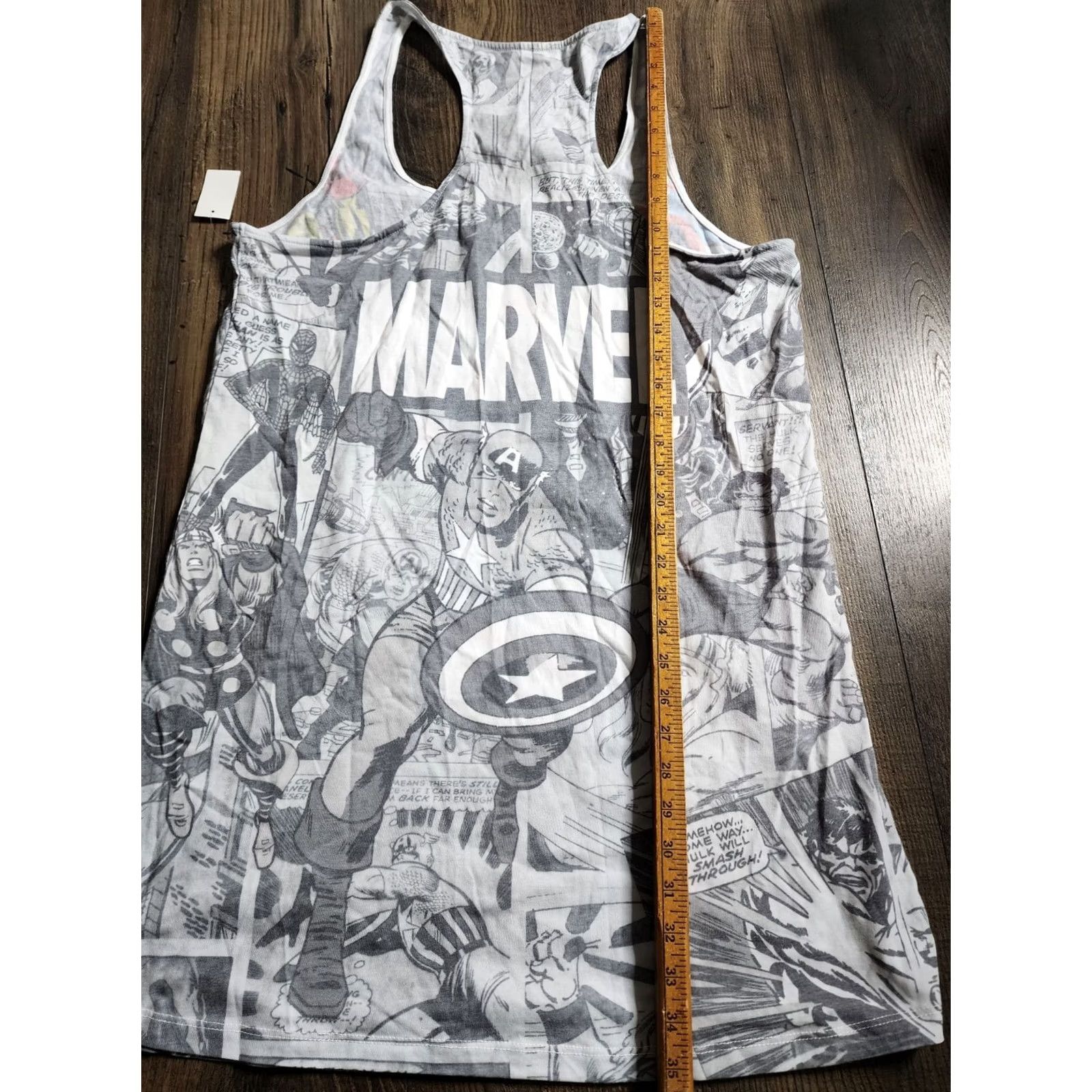 Vintage VINTAGE? Universal Studios Hollywood Marvel Avengers Tunic Tank Top Shirt AOP Womens 3XL Gray Cotton Blend Slim Tank CaptaIn America ScooP Neck Size XXL / US 16-18 / IT 52-54 - 2 Thumbnail