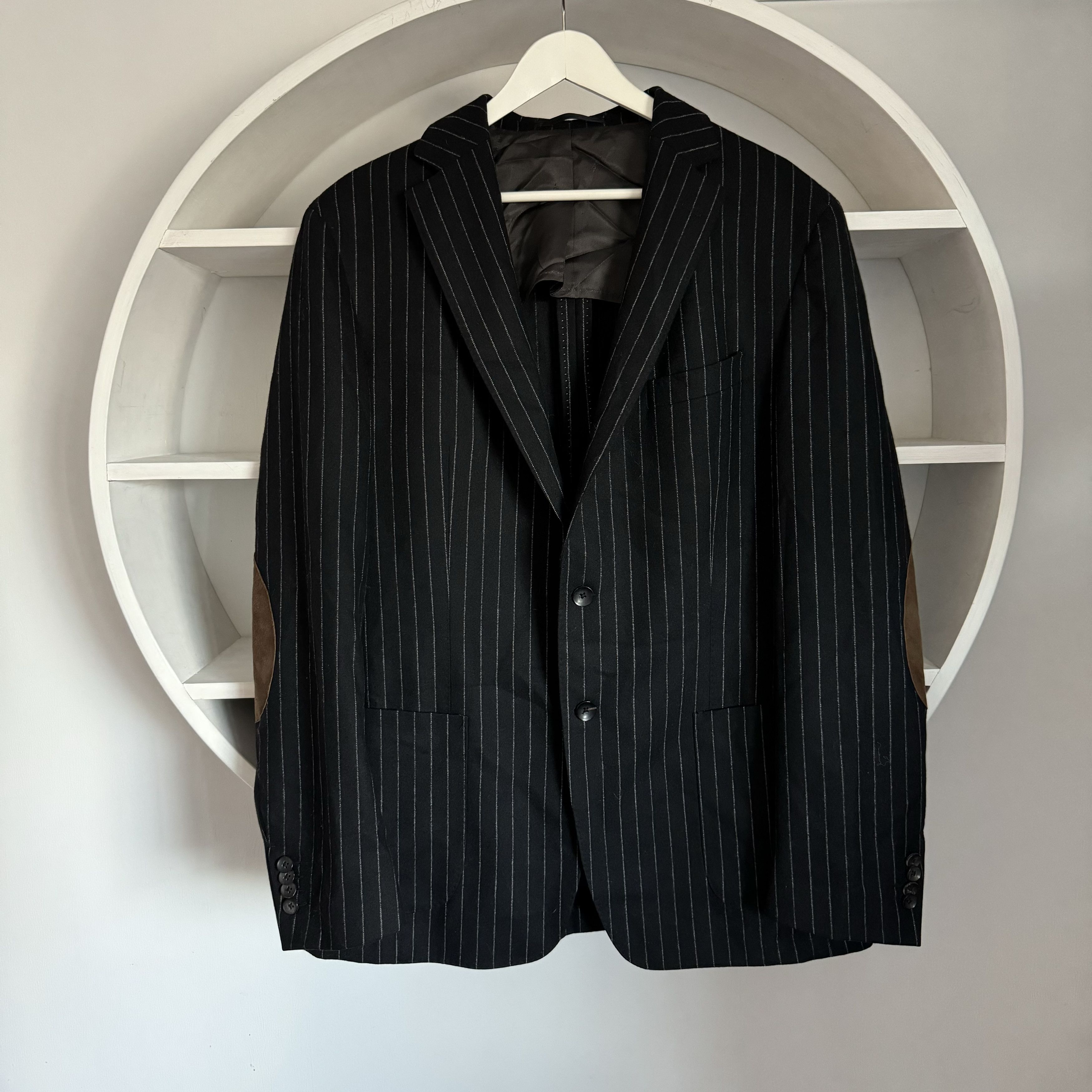 Loro Piana Men's WINDSOR SARTORIA WOOl CASHMERE Black Stripped Blazer Size 50R - 1 Thumbnail