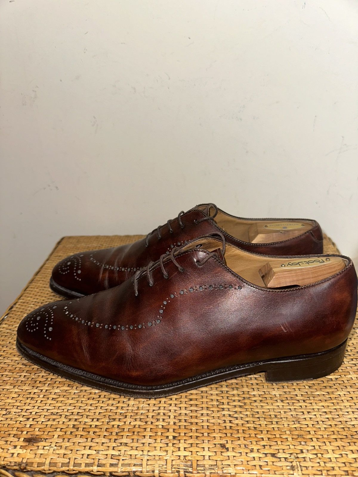 Bontoni BONTONI Men’s Size 11 Whole Cut Brogue Brown Leather Size US 11 / EU 44 - 7 Thumbnail
