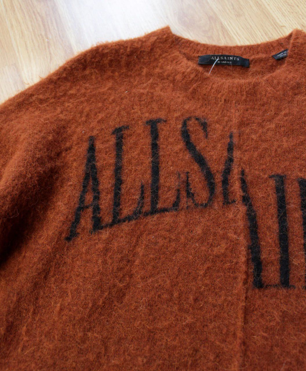 Allsaints × Vintage 🔥 Allsaints Alpaca Wool Blend Split Crew Logo Jumper Sweater Size XS / US 0-2 / IT 36-38 - 7 Thumbnail