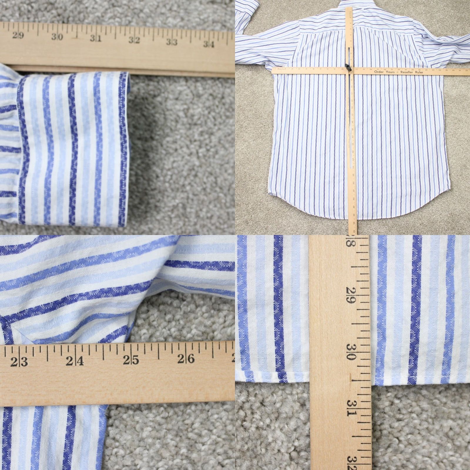 BUGATCHI Bugatchi Uomo Shirt Men Large Blue Striped Cotton Long Sleeve Button-Up Classic Fit Size US L / EU 52-54 / 3 - 8 Thumbnail