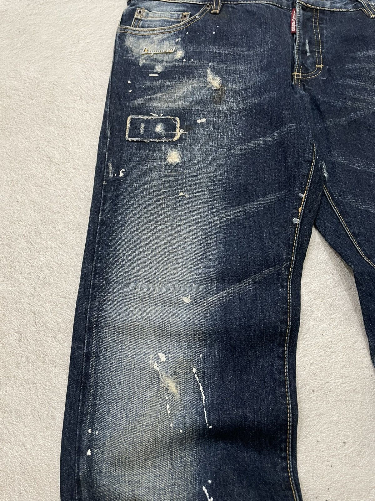 Japanese Brand Dsquared Heavy Distressed Denim Paint Splatter Dirty Washed Size US 37 - 4 Thumbnail